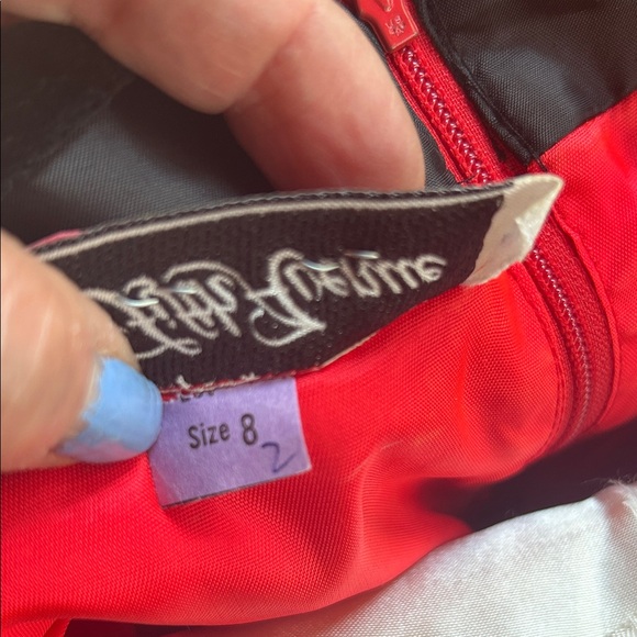 Saks Fifth Avenue Vintage Vibrant Red Dress; Black Velvet Collar Cuffs Belt;Sz 8 - Picture 16 of 16